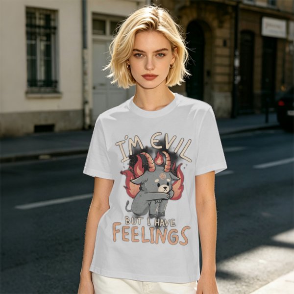 I'm Evil But I Have Feelings Cute Demon Goat Graphic T-Shirt