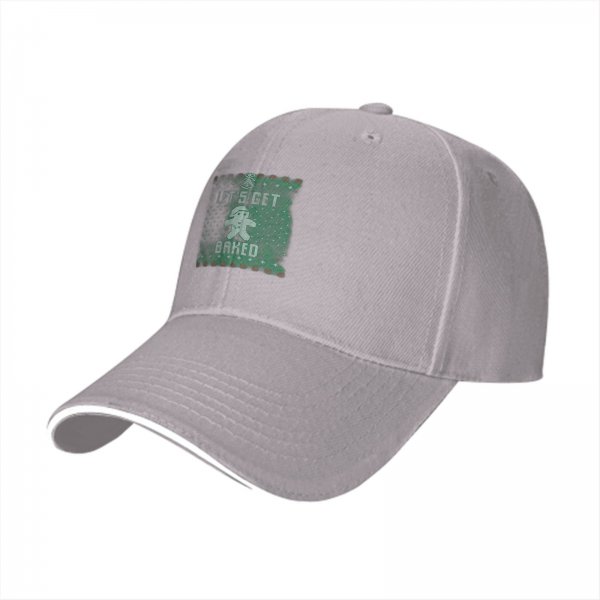Black Baseball Cap With 'Let's Get Baked' Gingerbread Christmas Print
