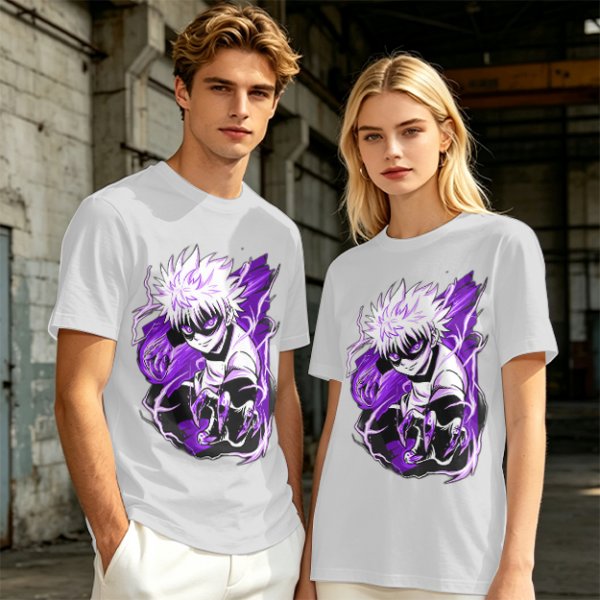 Olive Anime Graphic T-Shirt Featuring Killua Zoldyck