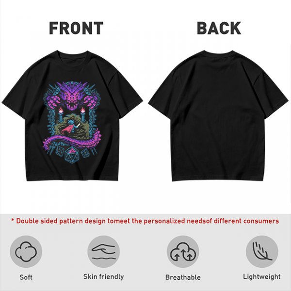 Dungeon Dragon and Warrior Graphic T-Shirt for Fantasy Game Fans