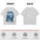 Olive Green T-Shirt With Abstract Blue Water-Inspired Print