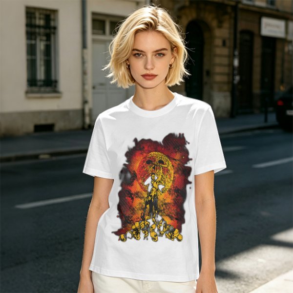 Olive T-Shirt With Fiery Skull Warrior Graphic Print