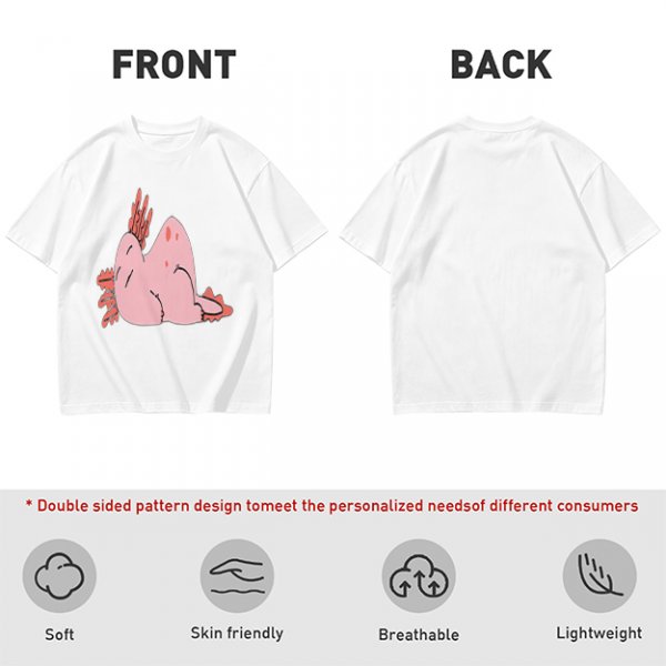 Olive Green T-Shirt With Pink Axolotl Graphic Print