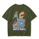 Olive Dungeons & Dinosaurs Graphic T-Shirt with Fantasy Dinosaur Art