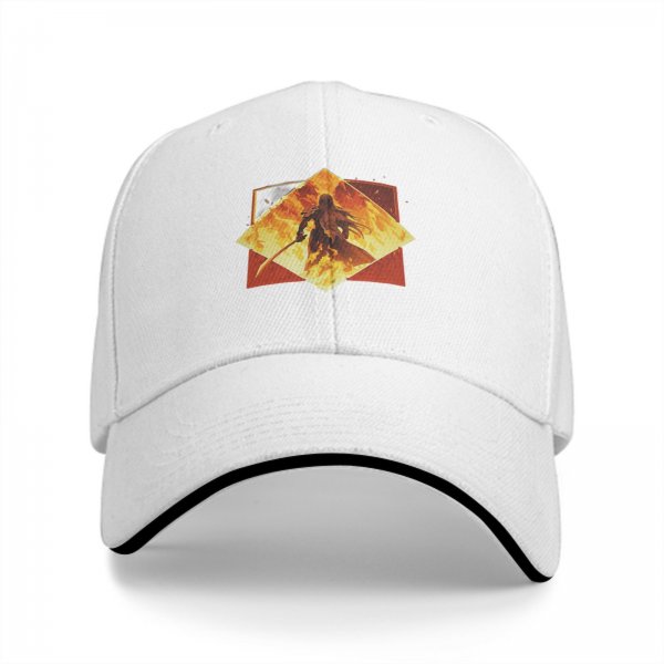 Black Baseball Cap With Fiery Warrior Silhouette Graphic