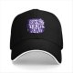 Black baseball cap with 'Down the Witches Road' Halloween themed print