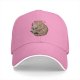 Black baseball cap with orange cat hugging skull and crescent moon print