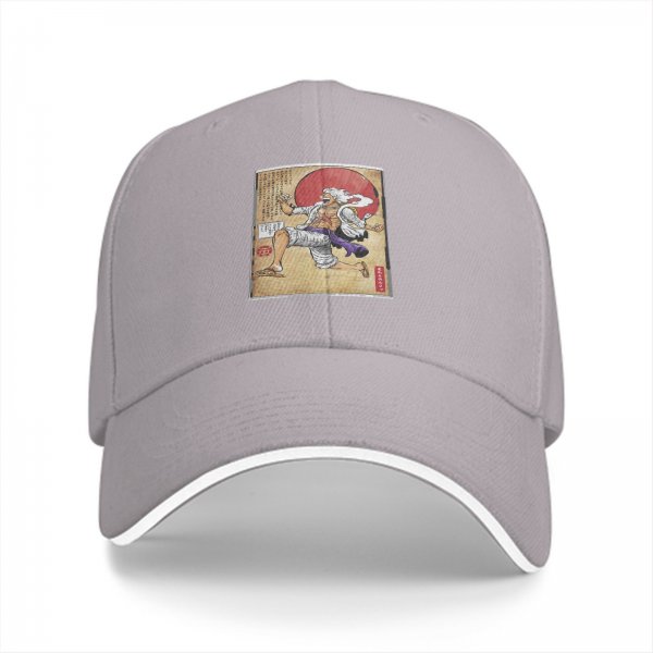 Black Baseball Cap with One Piece Gear 5 Luffy Sun God Print
