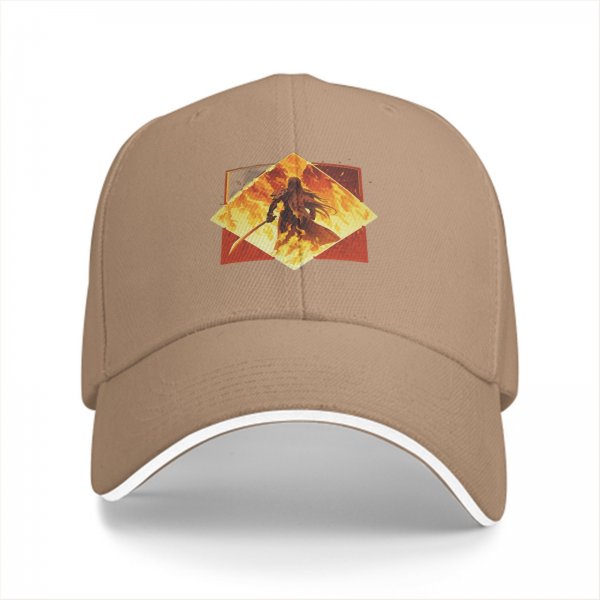 Black Baseball Cap With Fiery Warrior Silhouette Graphic