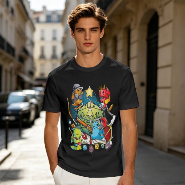Dungeons and Dragons Cute Dragon Characters D20 T-Shirt Design