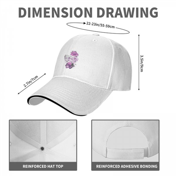 Black Baseball Cap With Cute Halloween Monster Cat Print