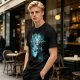 Olive Green T-Shirt With Alien Warrior Graphic Print