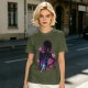 Olive t-shirt with neon star wars style female silhouette print