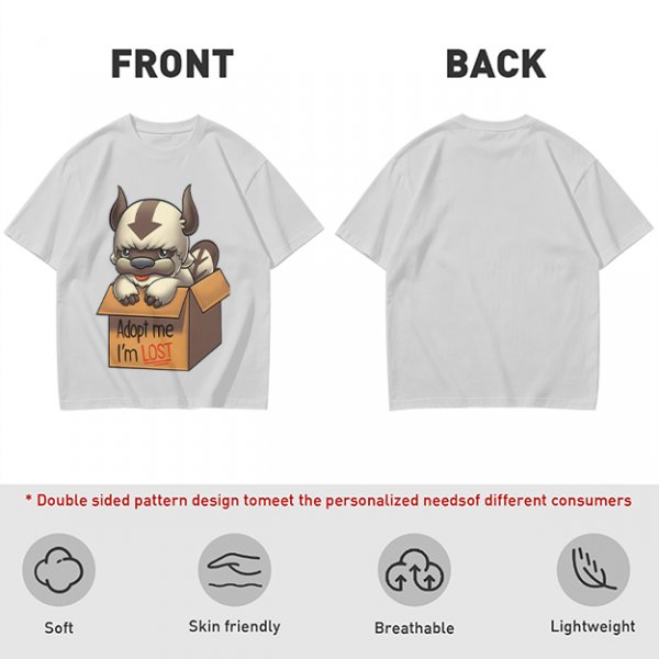 Olive t-shirt with Appa in a box that says Adopt me I'm Lost