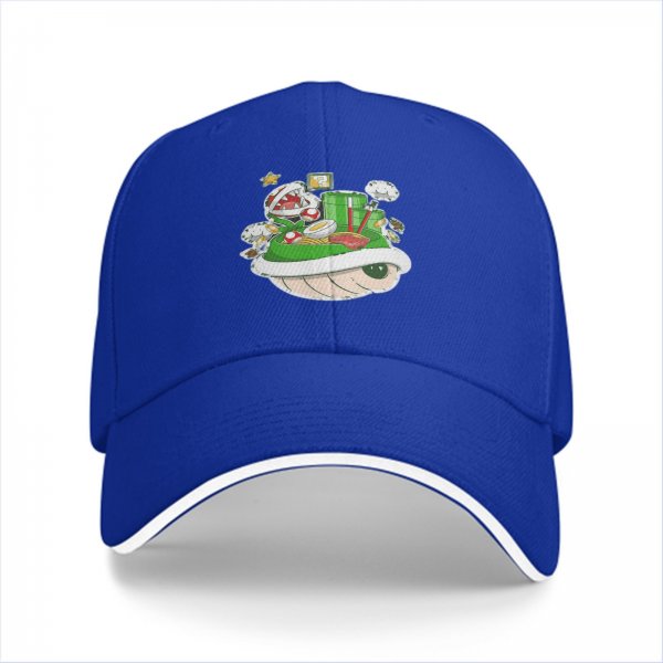 Black Baseball Cap With Super Mario Themed Ramen Artwork