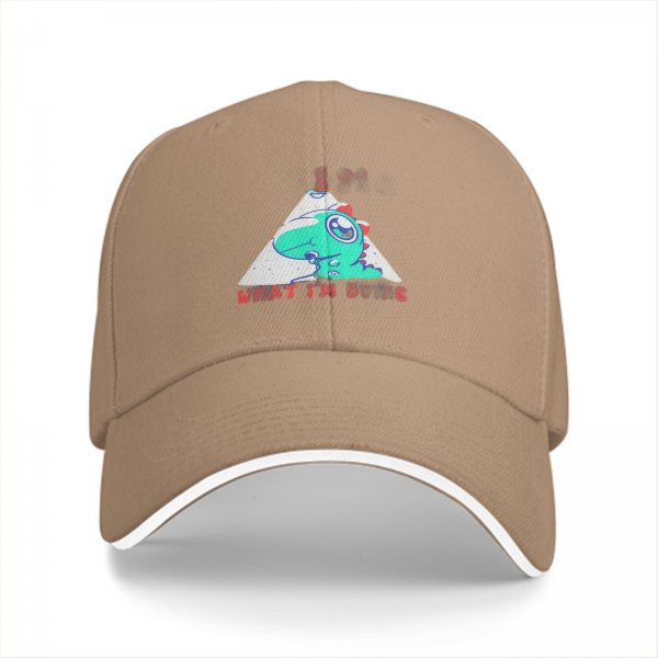 Black Baseball Cap With Cute Dinosaur Graphic And 'What I'm Doing' Text