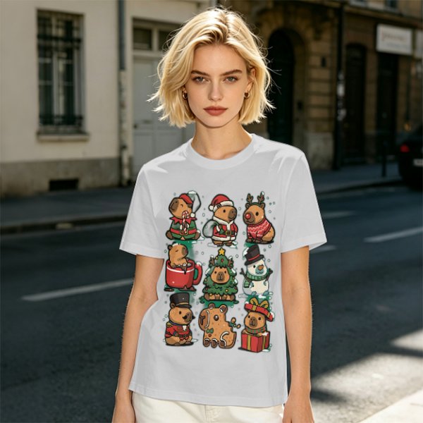 Christmas Capybara Characters Graphic T-Shirt