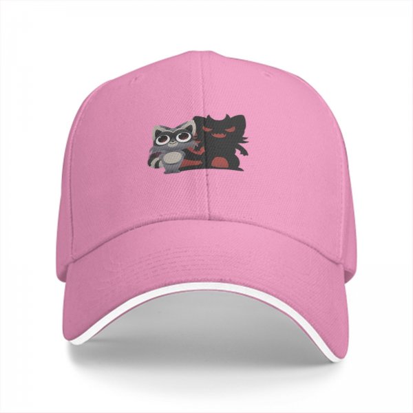 Black Baseball Cap With Cute Raccoon And Evil Shadow Graphic