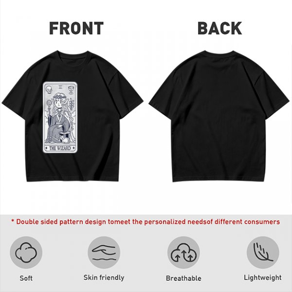 Olive T-Shirt With The Wizard Tarot Card Style Graphic Print