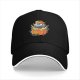 Black Baseball Cap With Cute Pumpkin Creature Graphic