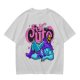 Olive t-shirt with 'Felt Cute' Skeletor graphic print