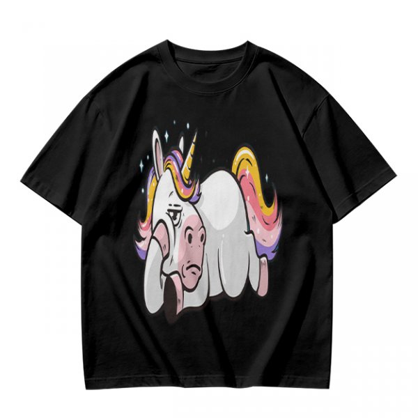 Olive T-shirt with Bored Unicorn Graphic Print