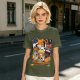 Olive T-Shirt With Cute Sushi Cat Stack Graphic Print