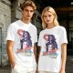 Olive Graphic T-Shirt with Muscular Figure Holding Red Device and Night Watch Text