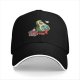 Black baseball cap with retro avocado traveler graphic