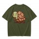 Olive Green T-Shirt With Cute Cartoon Turtle Graphic