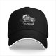 Black baseball cap with skull graphic and 'i'm good' text