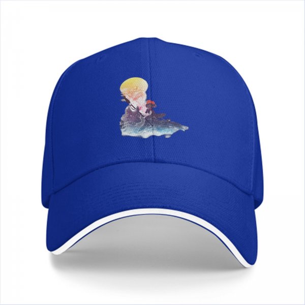 Black Baseball Cap With Watercolor Moon And Silhouette Art Print