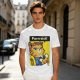 Olive green t-shirt with a cat in a Rosie the Riveter pose and 'Purrrsist!' text