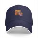 Black baseball cap with a cozy frog sitting in an armchair graphic