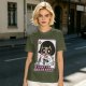 Olive green graphic t-shirt with Powerpuff-style character and 'I Want To Break Free' text