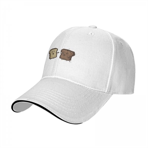 Black Baseball Cap With Cute Bread Slice Friends Graphic