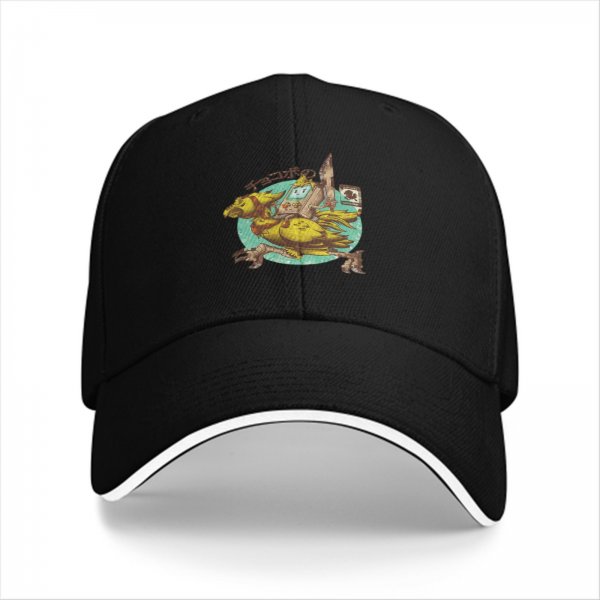 Black Baseball Cap With Chocobo Gaming Graphic Print