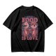 Olive graphic t-shirt with food is love and cartoon animal design