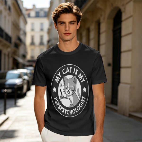 My Cat Is My Pspsychologist Funny Graphic T-Shirt