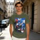 Olive t-shirt with Kiki's Delivery Service window print of girl reading letter
