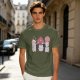 Olive Green T-Shirt With Cute Mushroom Creature Graphic
