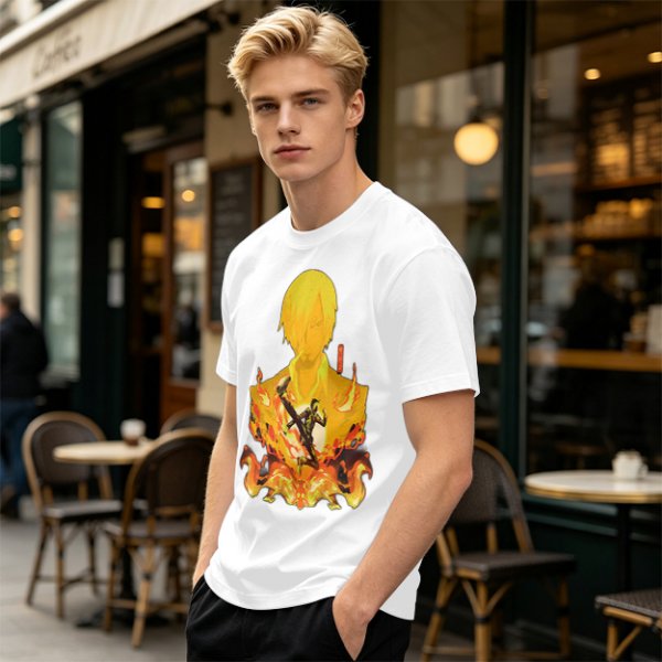 One Piece Sanji Fire Kick Graphic Olive T-Shirt