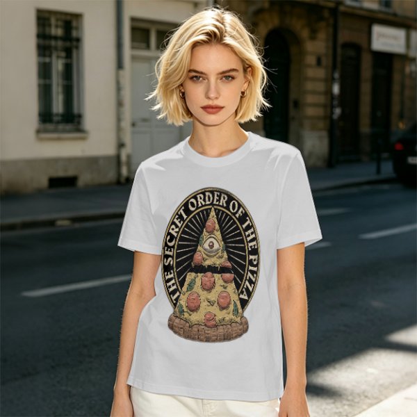 Olive T-Shirt With The Secret Order Of The Pizza All-Seeing Eye Print