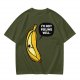 Olive T-shirt with sad banana graphic reading I'm not peeling well