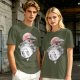 Olive T-shirt with Totoro and Friends Watercolor Print