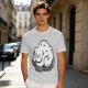 Olive Green T-Shirt With Sleeping Curled Cat Graphic Print