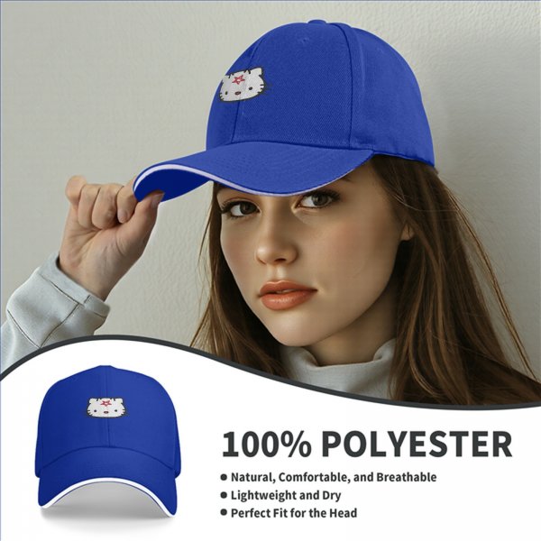 Black Baseball Cap With Pentagram Cat Graphic Design