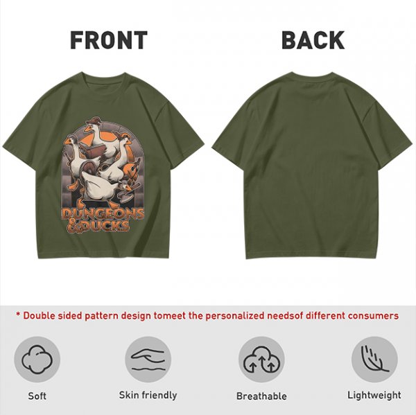 Dungeons & Ducks Fantasy Roleplaying Themed Graphic T-Shirt