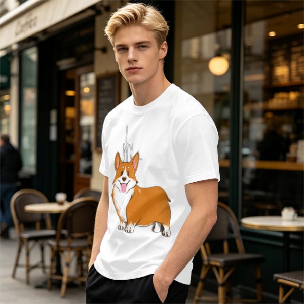 Olive Green T-Shirt With I Love My Corgi Graphic Print