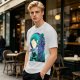 Anime Character Silhouette Wisteria Floral Graphic Olive T-Shirt